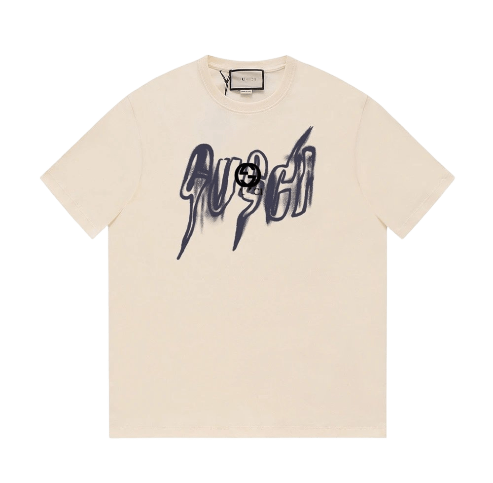 Gucci Beige Cotton Graffiti T-Shirt: Unisex Streetwear