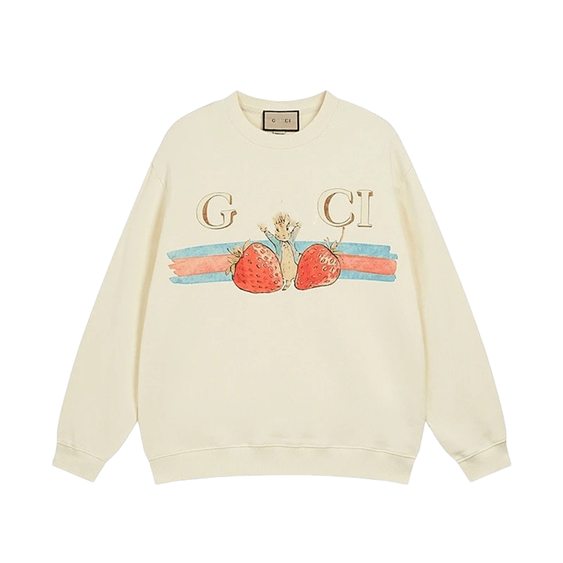 Gucci Beige Cotton Hoodie: Retro Unisex Pullover