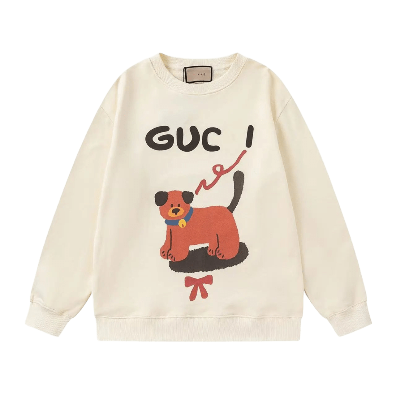 Gucci Beige Hoodie: Cozy Unisex Pullover with Pup Design