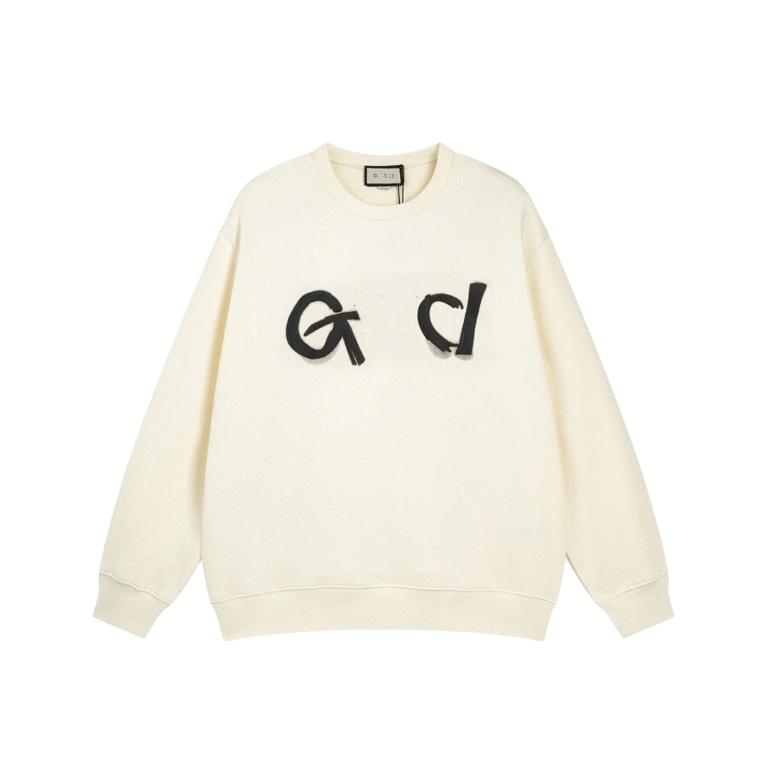 Gucci Beige Hoodie: Unisex Cotton Streetwear w/ Logo