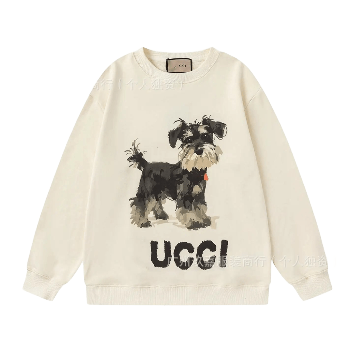 Gucci Beige Pet Sweatshirt: Cozy Cotton, Schnauzer Print