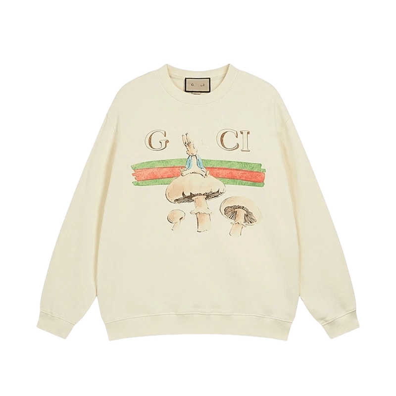Gucci Beige Rabbit Mushroom Print Unisex Sweatshirt