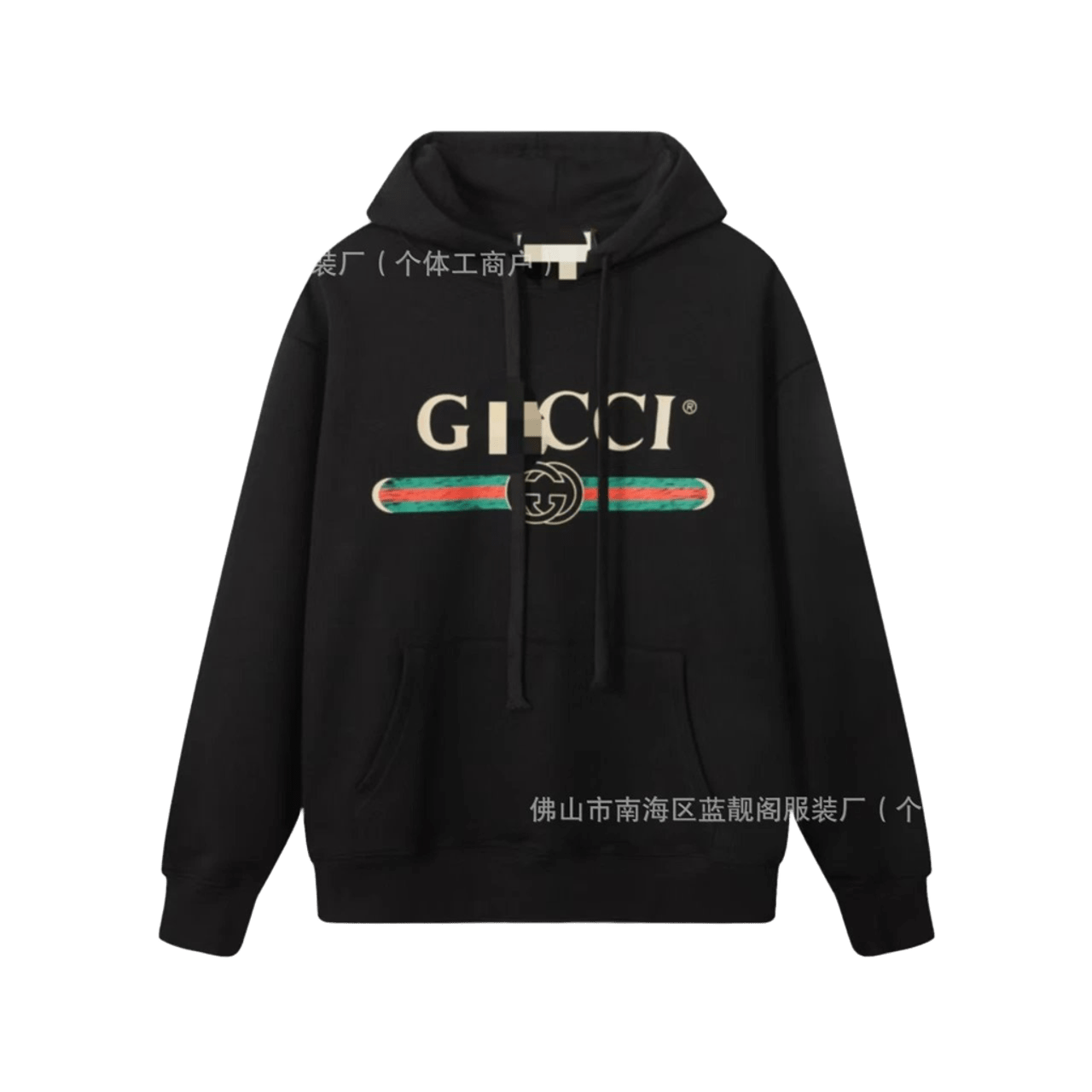 Gucci Black Cotton Hoodie: Iconic Logo, Unisex Cozy