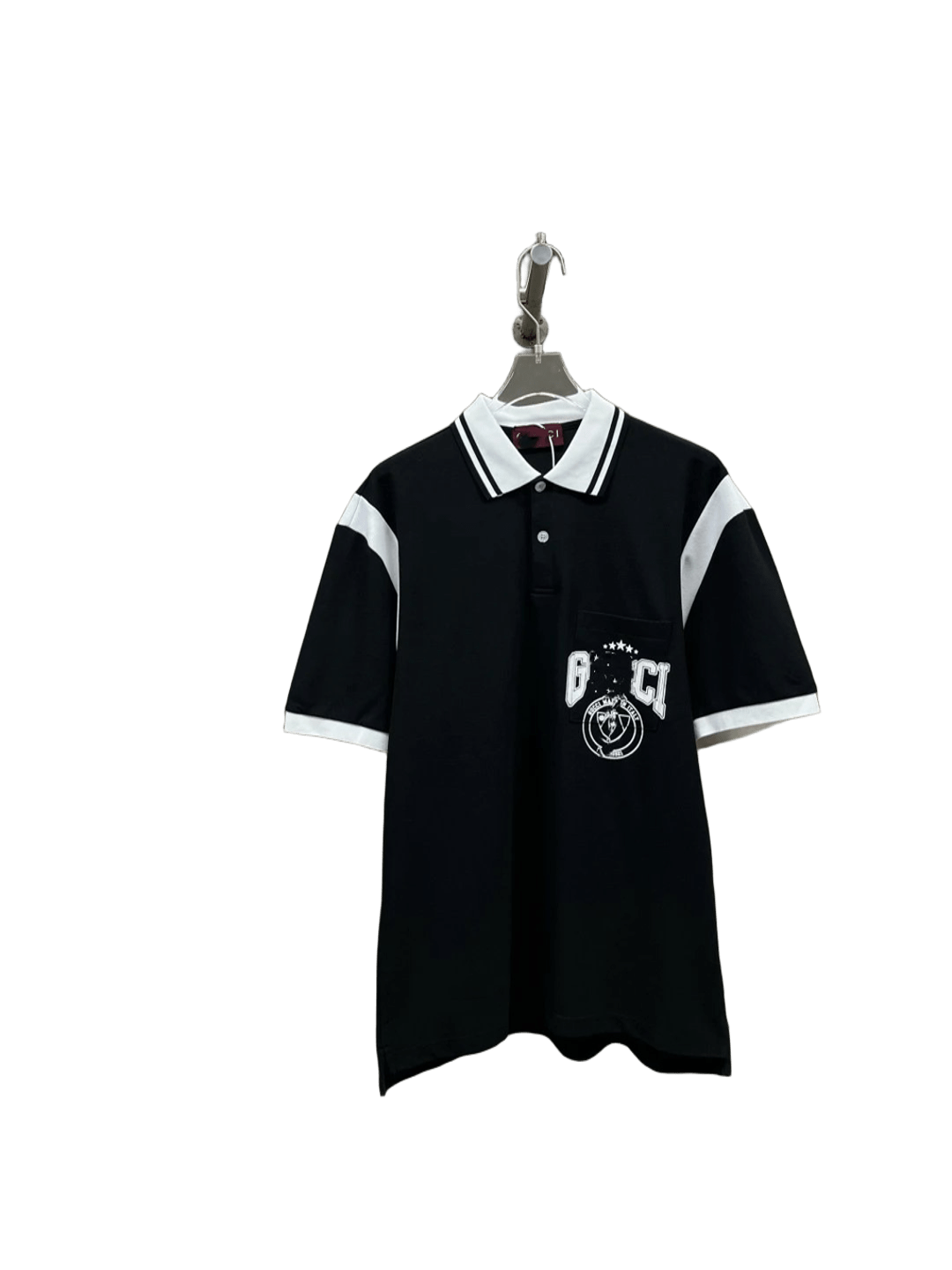 Gucci Black Cotton Polo: Classic Logo, Contrast Collar