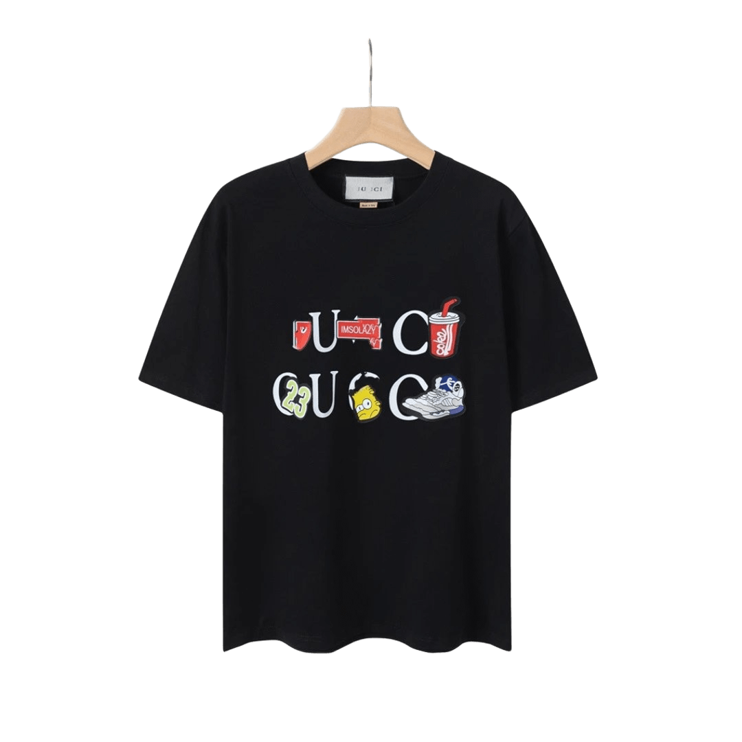 Gucci Black Cotton T-Shirt: Unisex Street Style Graphic Tee