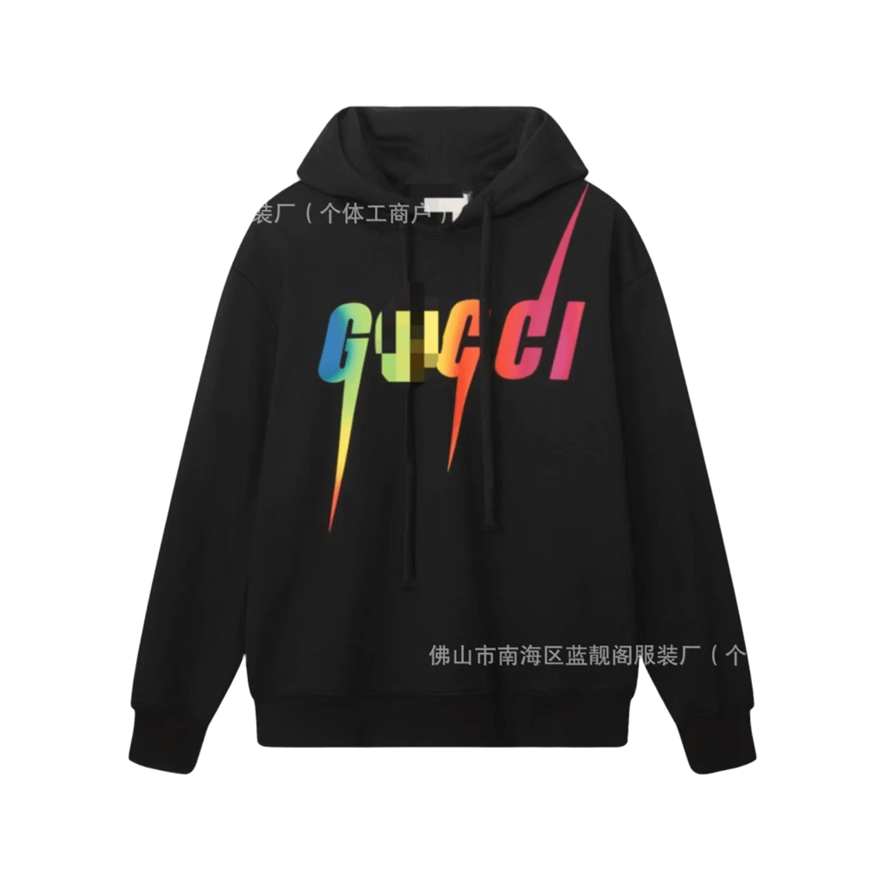 Gucci Black Hoodie with Lightning Bolt, Unisex Streetwear