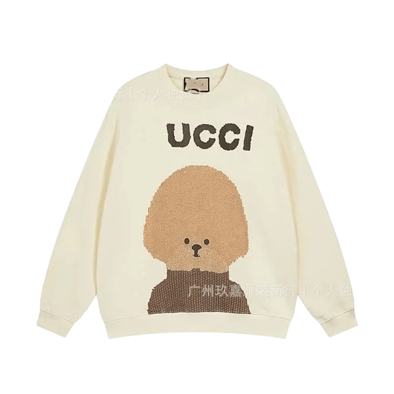 Gucci Cartoon Bear Hoodie: Cream, Cozy Cotton