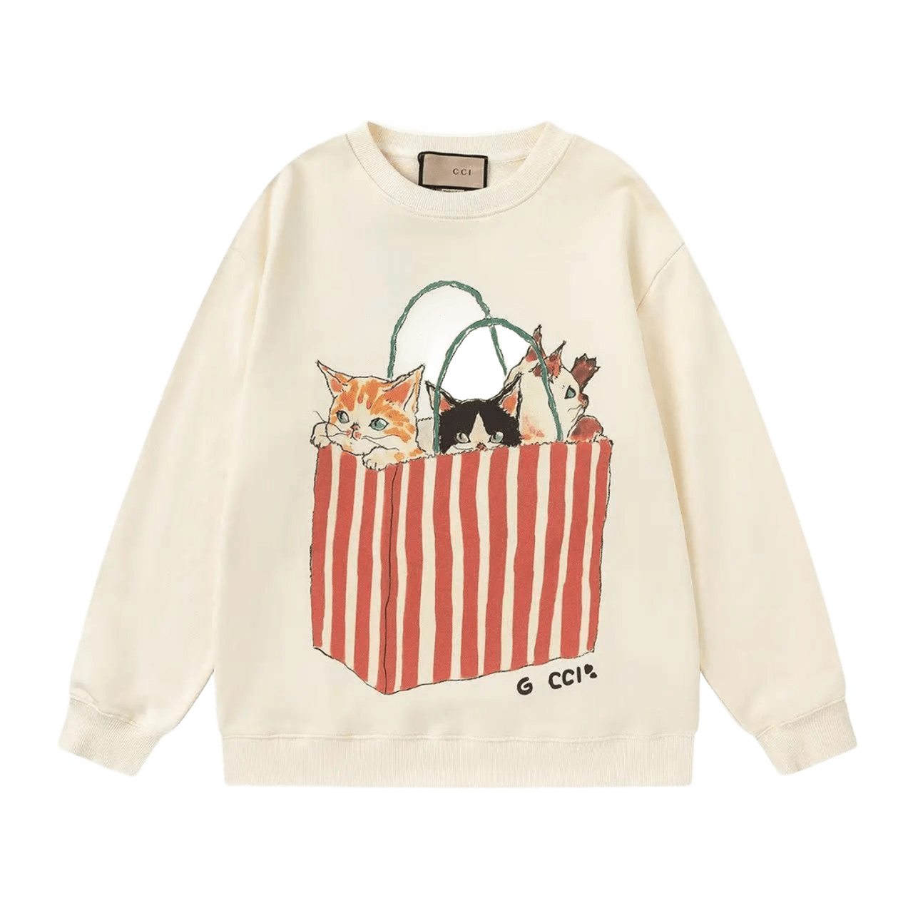 Gucci Cat Print Hoodie: Off-White, Cozy Cotton Unisex