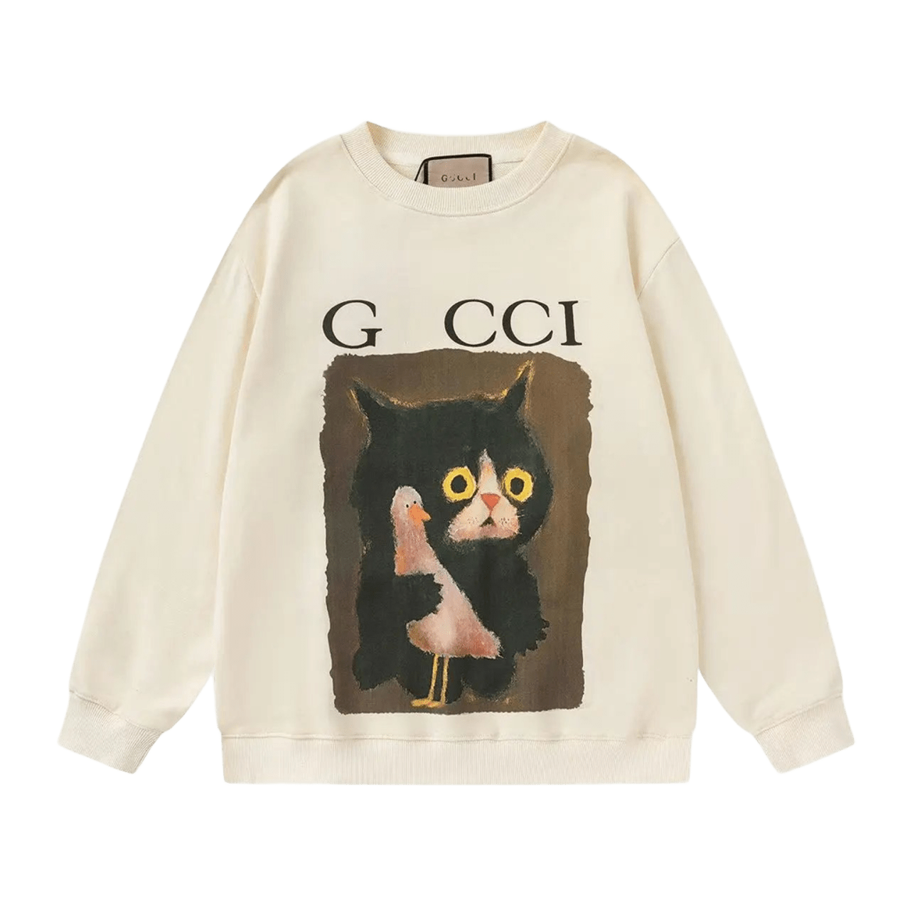 Gucci Cat Print Sweatshirt: Unisex Winter White Hoodie