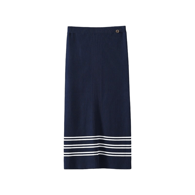 Gucci Classic Navy Knit Skirt: Timeless Striped Design