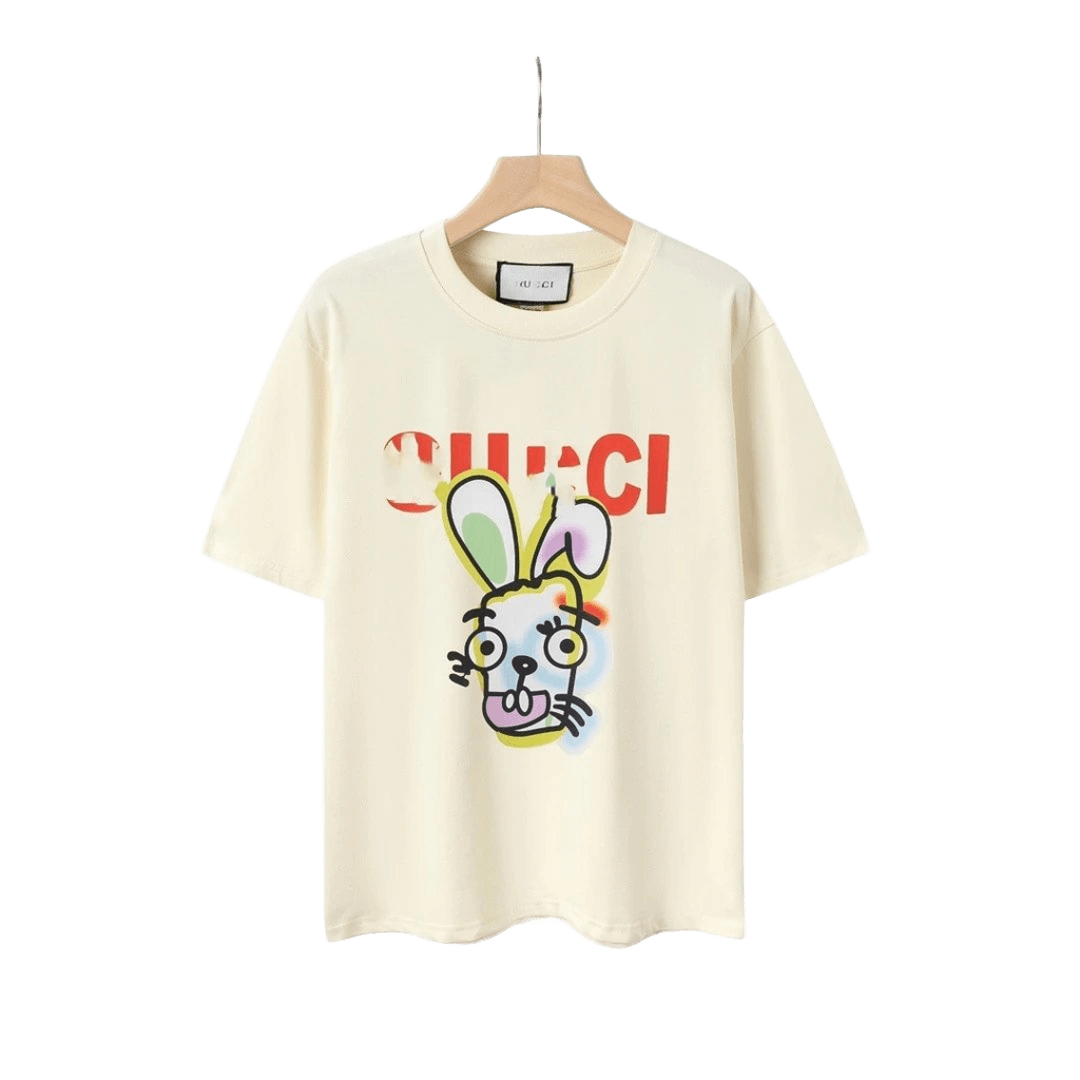Gucci Cotton T-shirt: Cartoon Rabbit Design, Unisex Streetwear