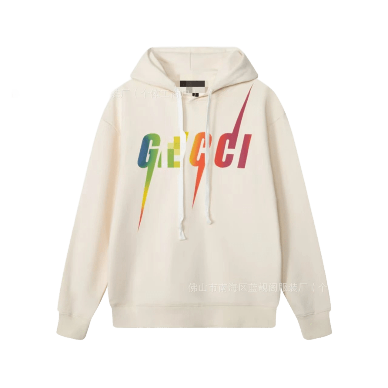 Gucci Cream Cotton Hoodie: Unisex Streetwear with Bold Print