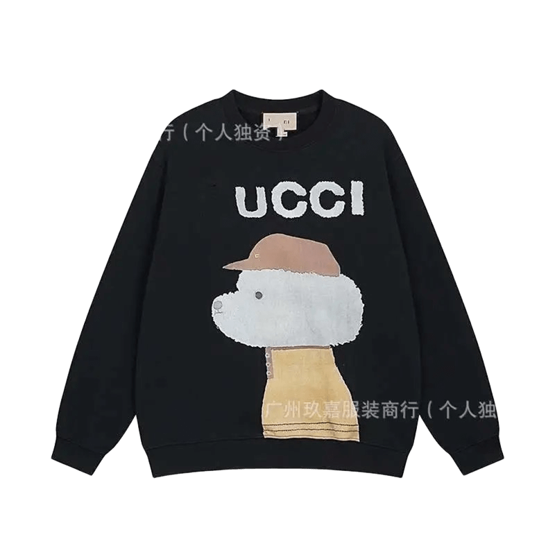 Gucci Dog Print Hoodie: Unisex, Soft, Black Casual Wear