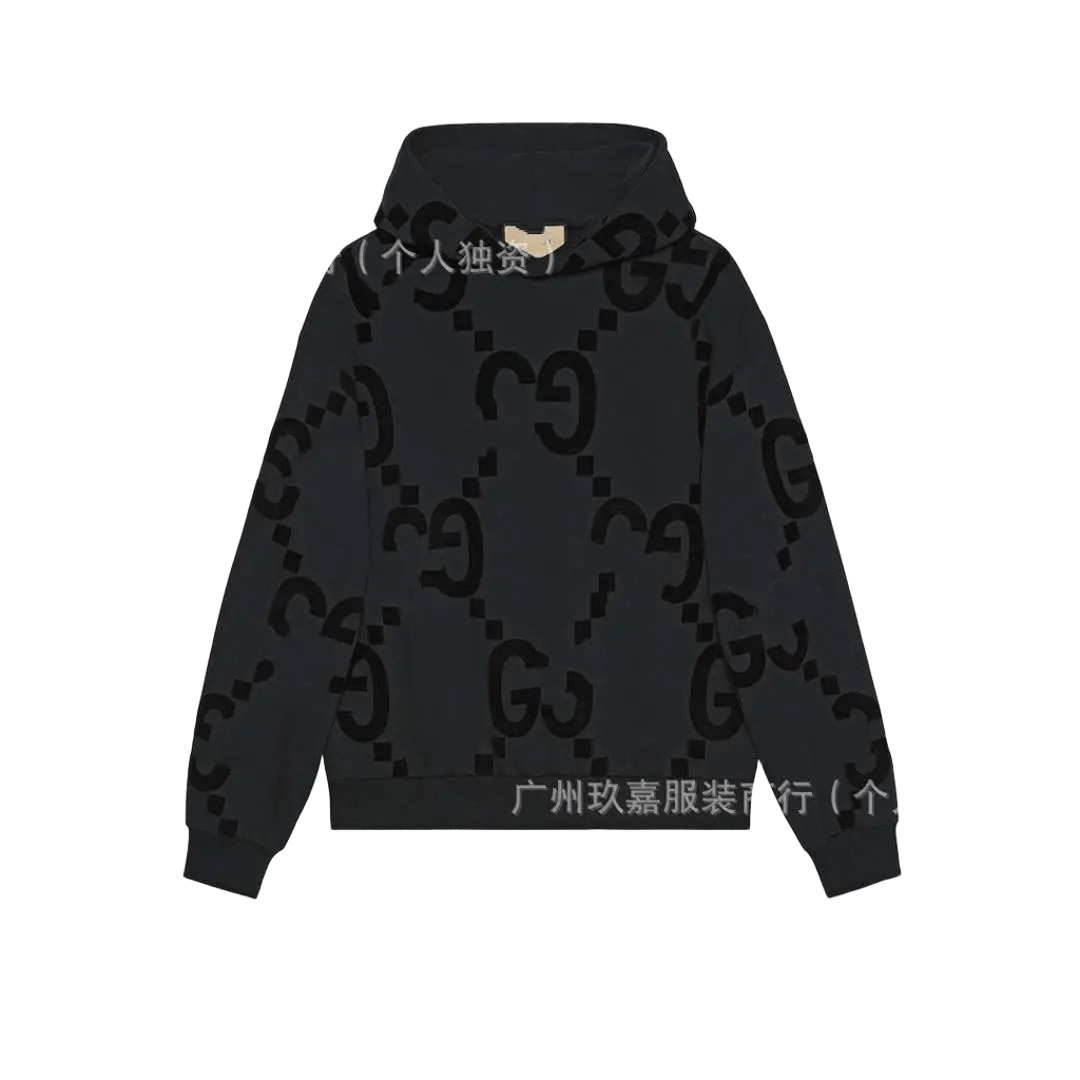 Gucci GG Print Black Hoodie: Unisex Cotton