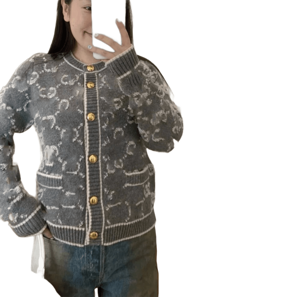 Gucci Grey GG Knit Cardigan for Women