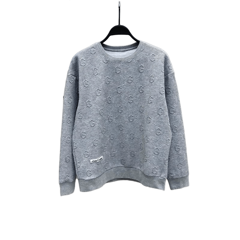 Gucci Grey GG Logo Hoodie: Unisex Casual Pullover