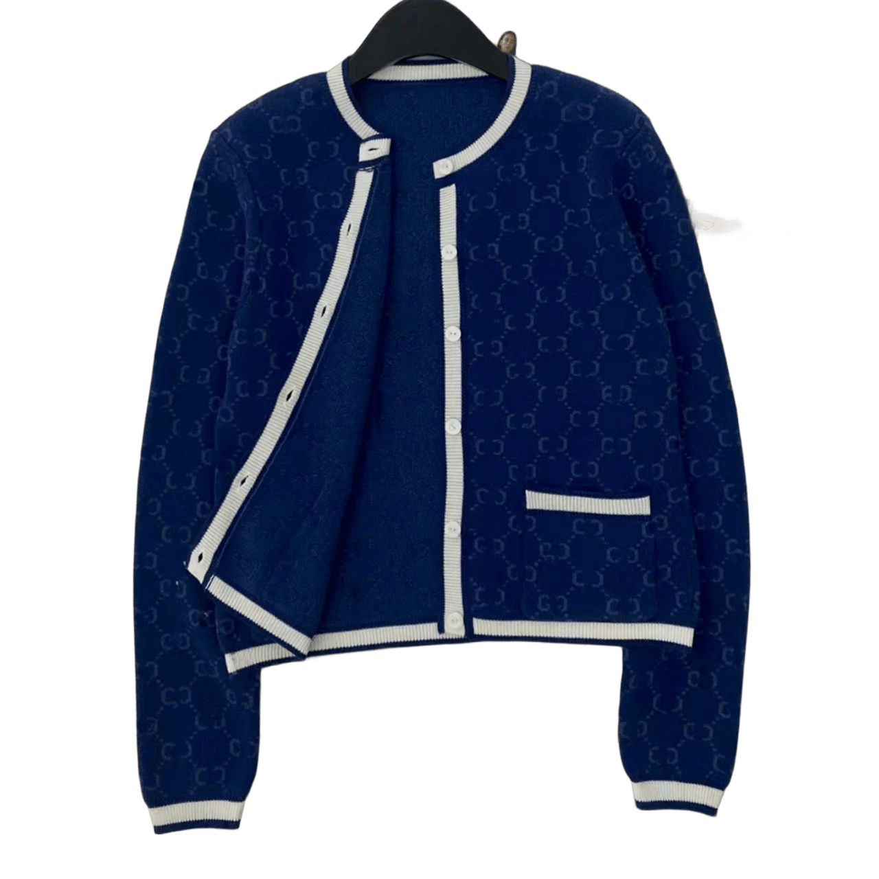 Gucci Navy GG Knit Sweater: Retro Unisex & Warm