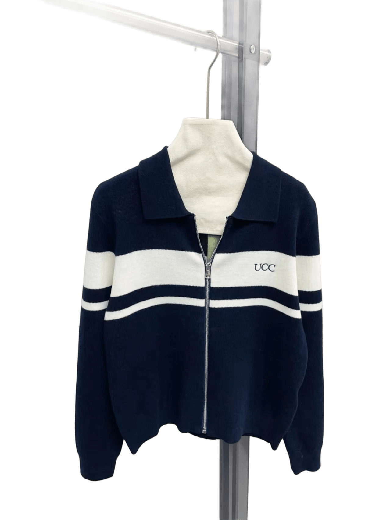 Gucci Navy Knit Zip Sweater: Vintage Stripes, Unisex