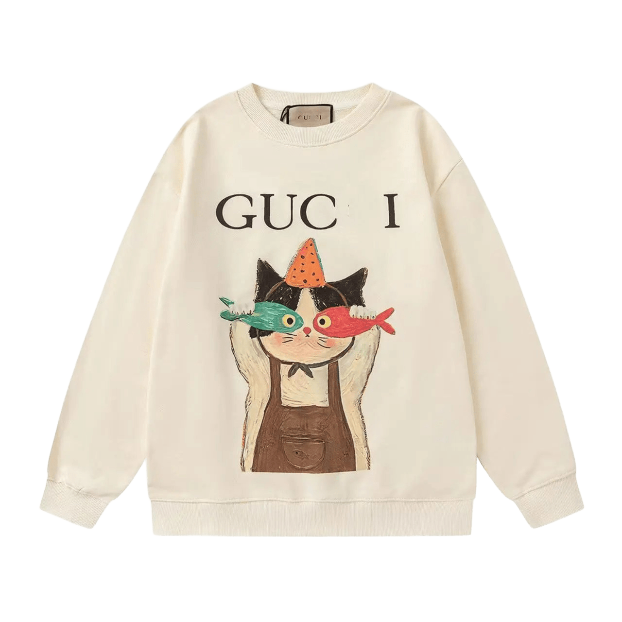 Gucci Off-White Cat Print Crewneck Sweatshirt