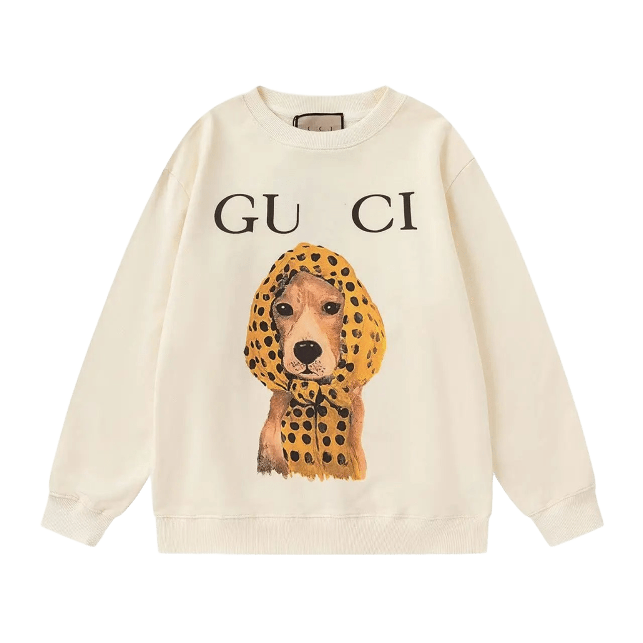 Gucci Pet Hoodie: Cozy White Unisex Sweatshirt w/ Dog Print