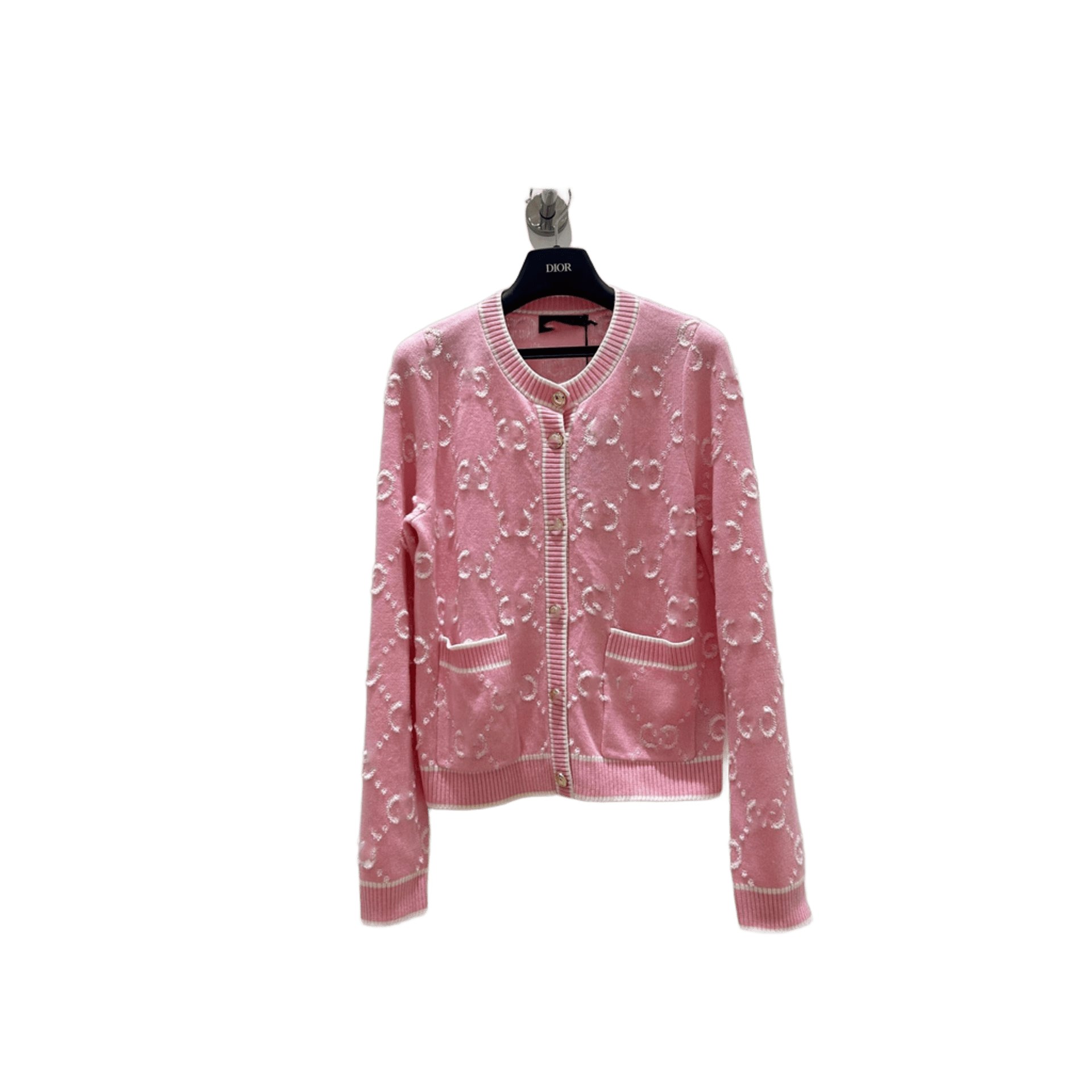 Gucci Pink Knit Cardigan for Women: GG Logo