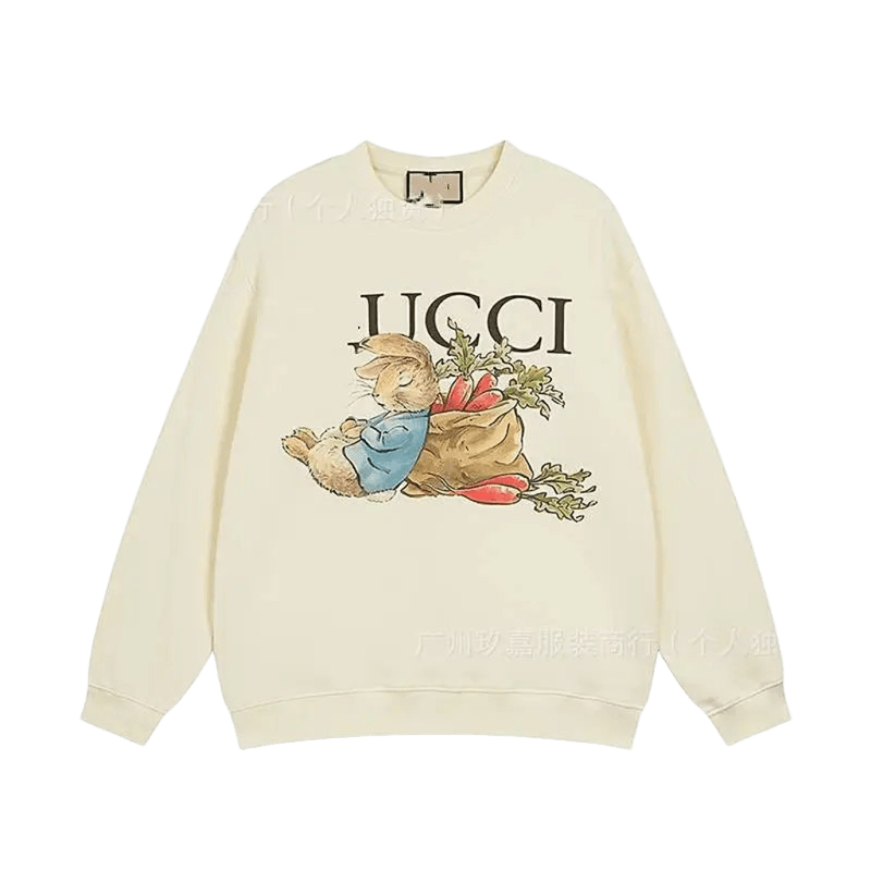 Gucci Rabbit Print Cream Cotton Sweatshirt, Unisex