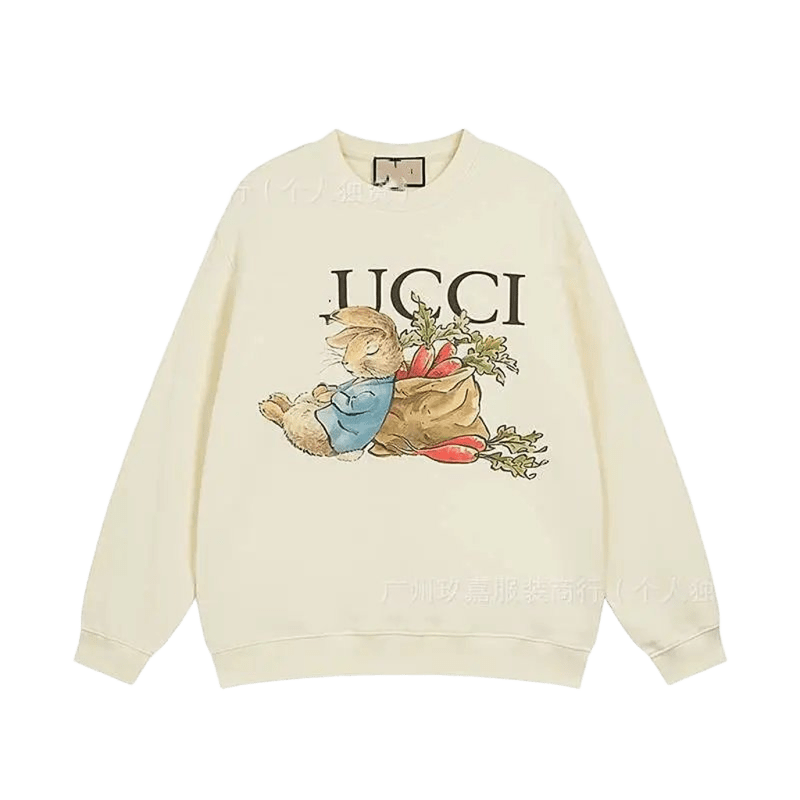 Gucci Rabbit Print Cream Cotton Unisex Sweatshirt