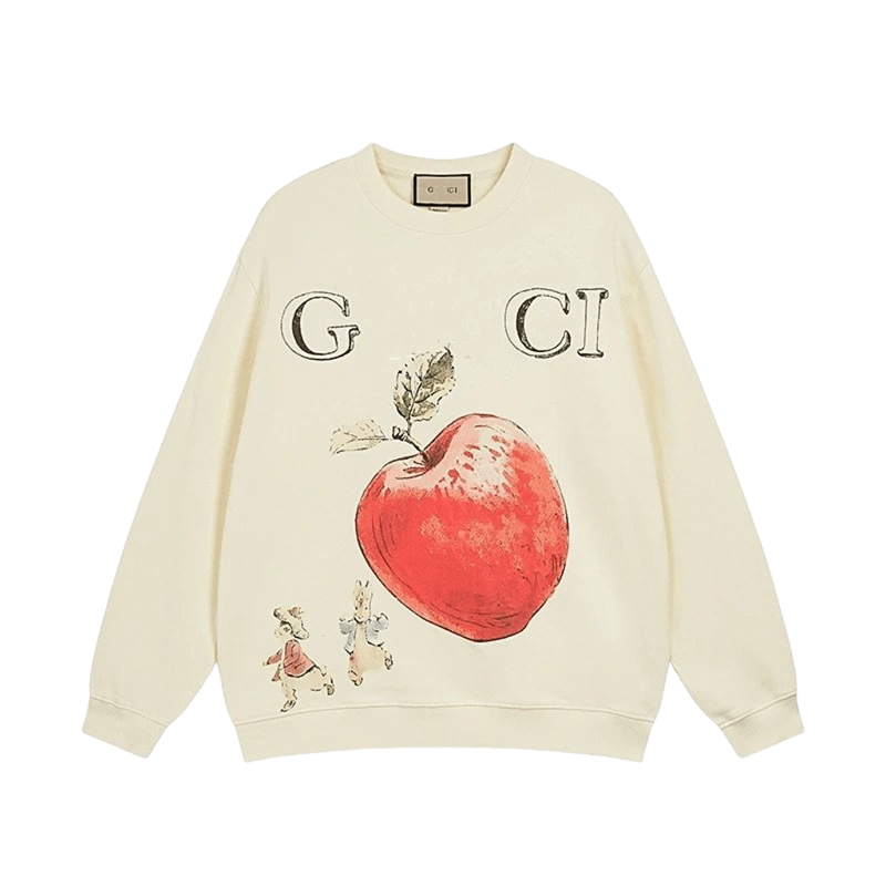 Gucci Retro Beige Hoodie: Cozy Cotton Unisex