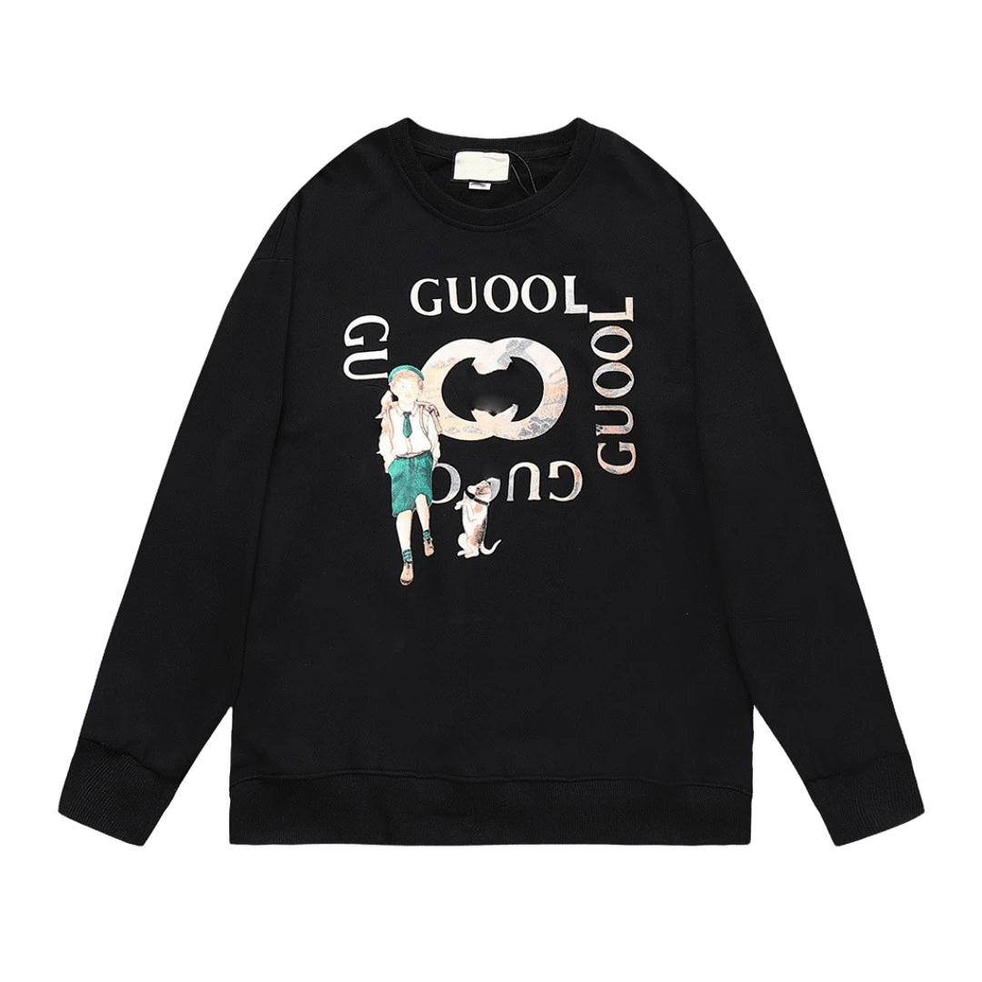 Gucci Retro Black Hoodie: Unisex Vintage Logo Print