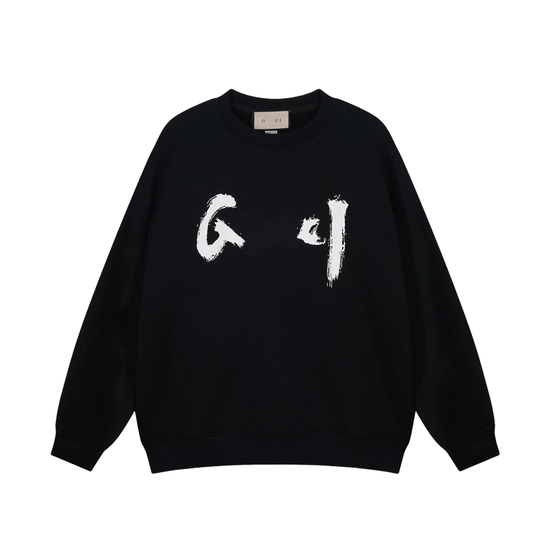 Gucci Unisex Black Cotton Hoodie with White G Logo