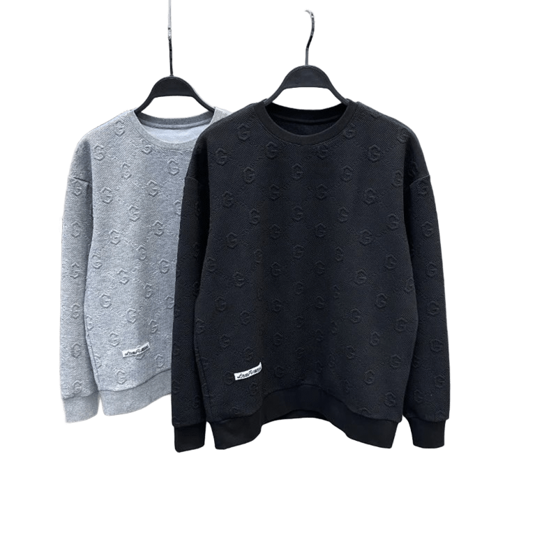 Gucci Unisex GG Print Cotton Vintage Hoodie, Black/Grey