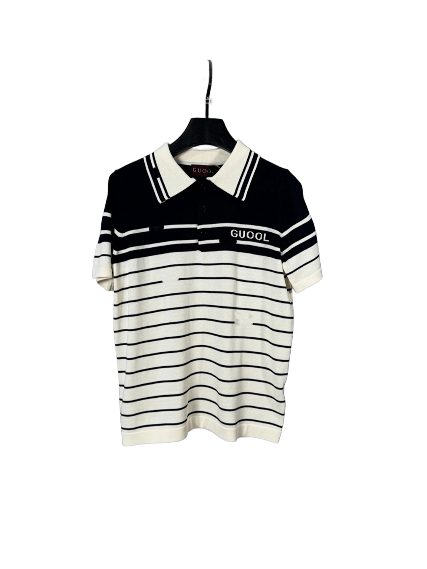 Gucci Unisex Striped Knit Polo: Black & White
