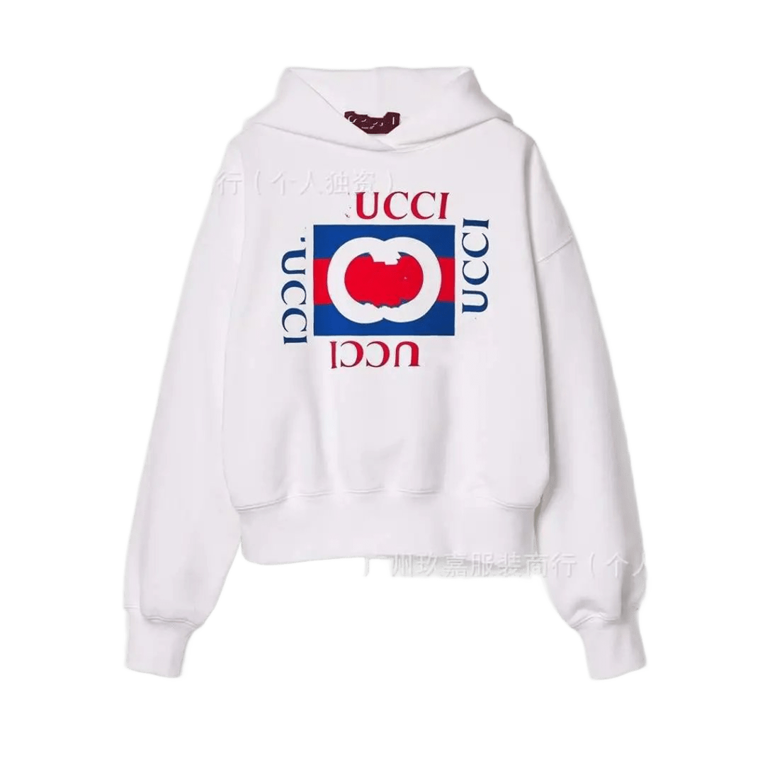 Gucci White Hoodie: Classic GG Logo, Unisex & Warm