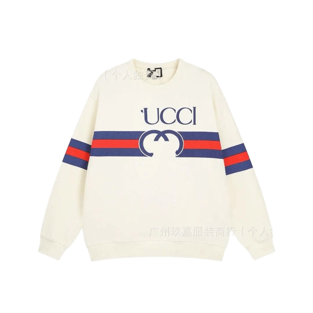 Gucci White Hoodie: Cotton Unisex, Logo & Stripes