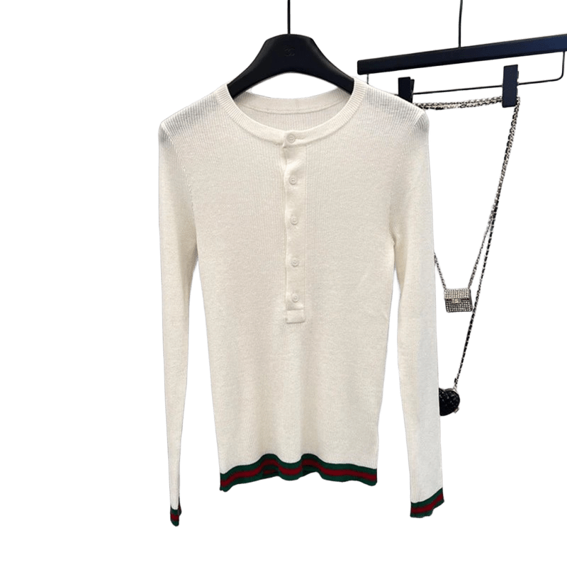 Gucci Women's White Wool Knit Sweater with Buttons