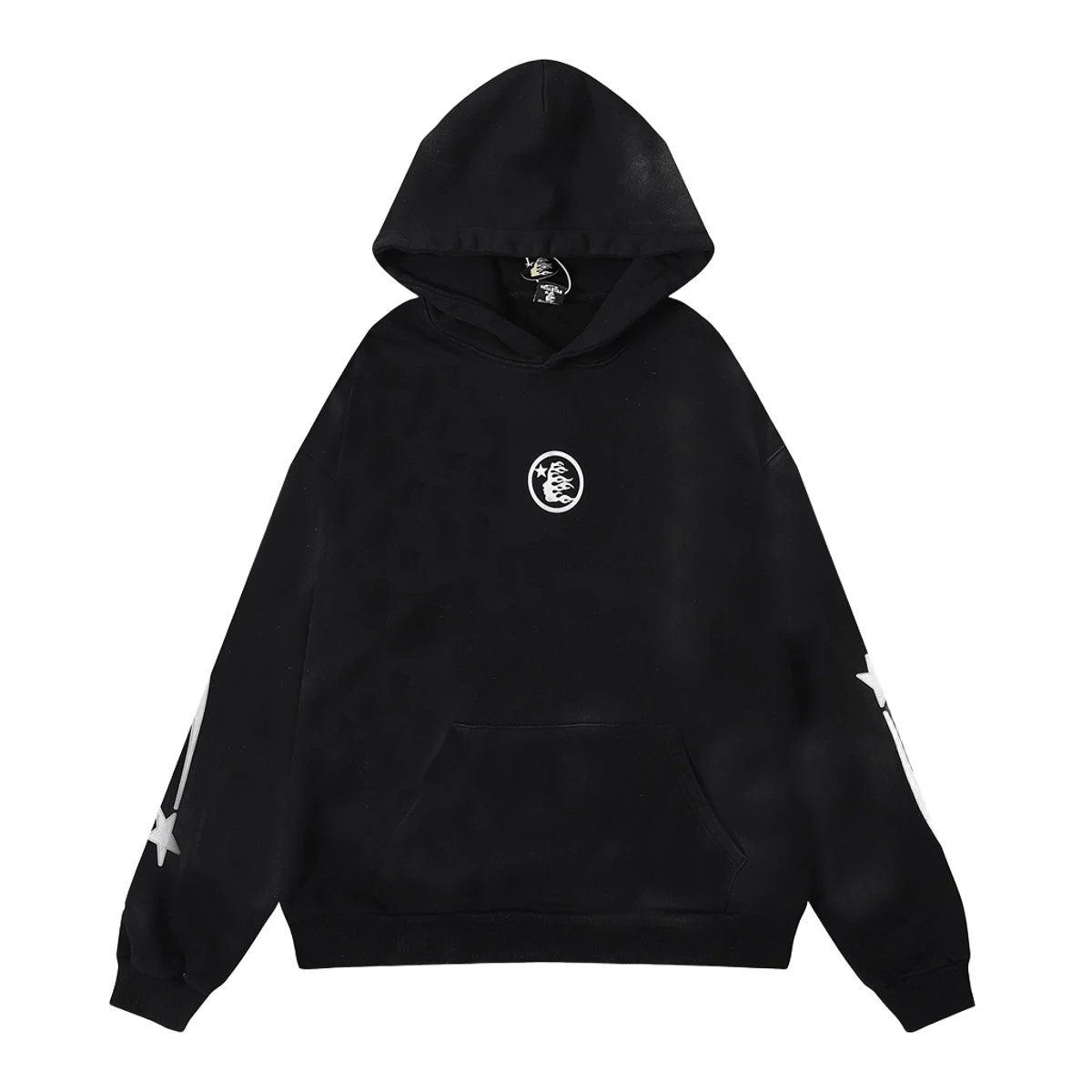 Hellstar Black Cotton Hoodie: Unisex Streetwear, Iconic Logo & Star
