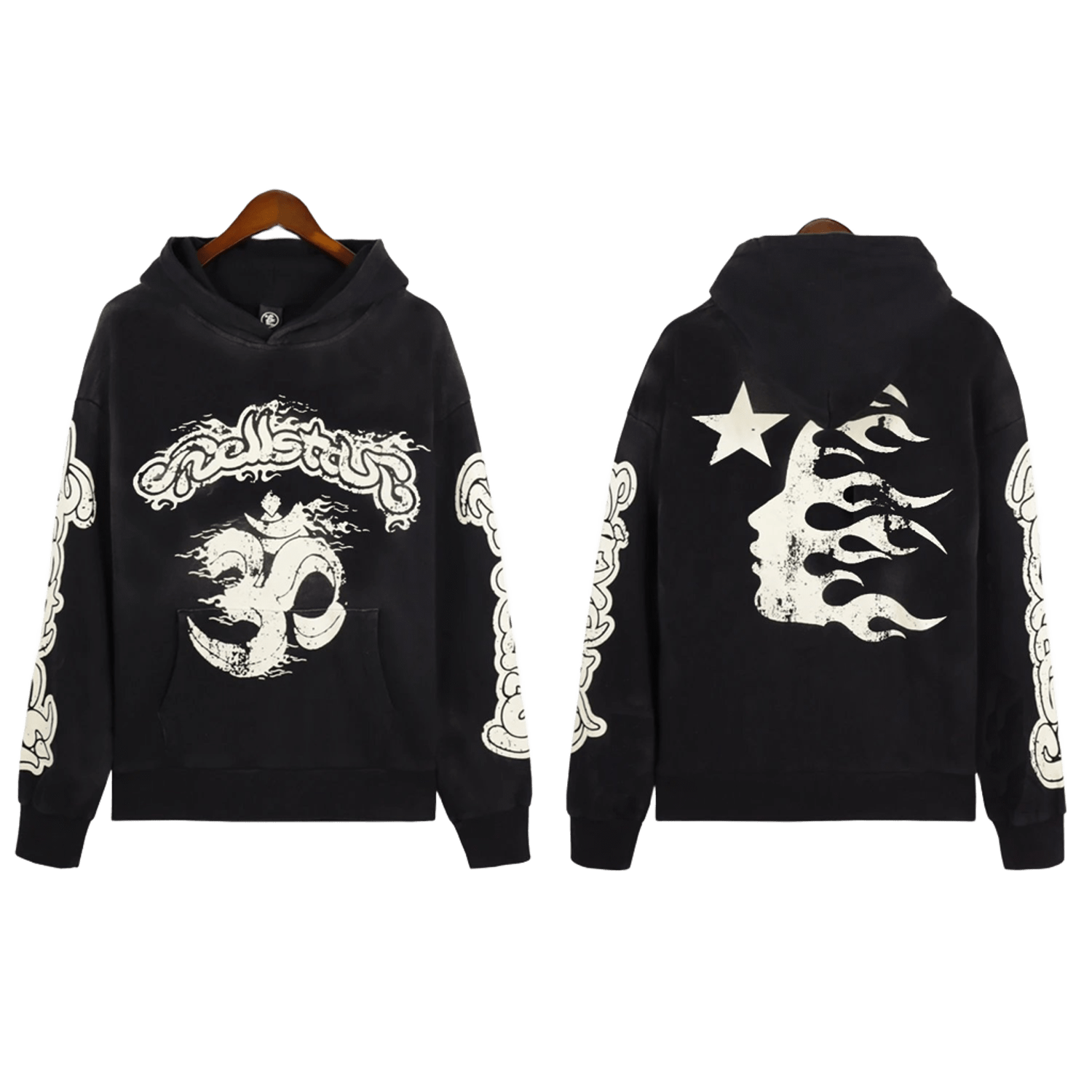 Hellstar Black Hoodie: Cotton Blend, Unisex Streetwear with Graphics