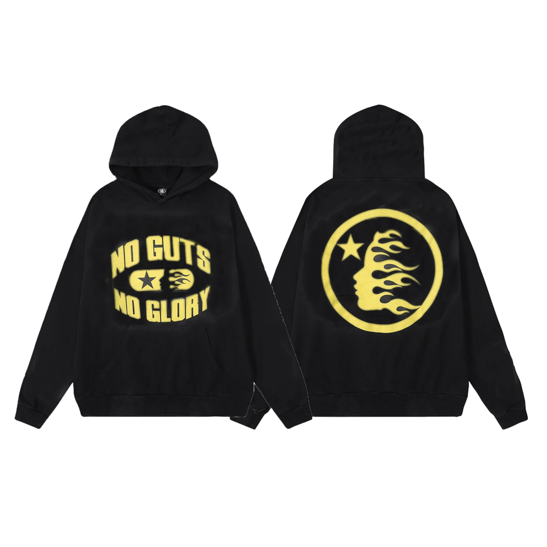 Hellstar Black Hoodie: Unisex Cotton Streetwear w/ Flame Print