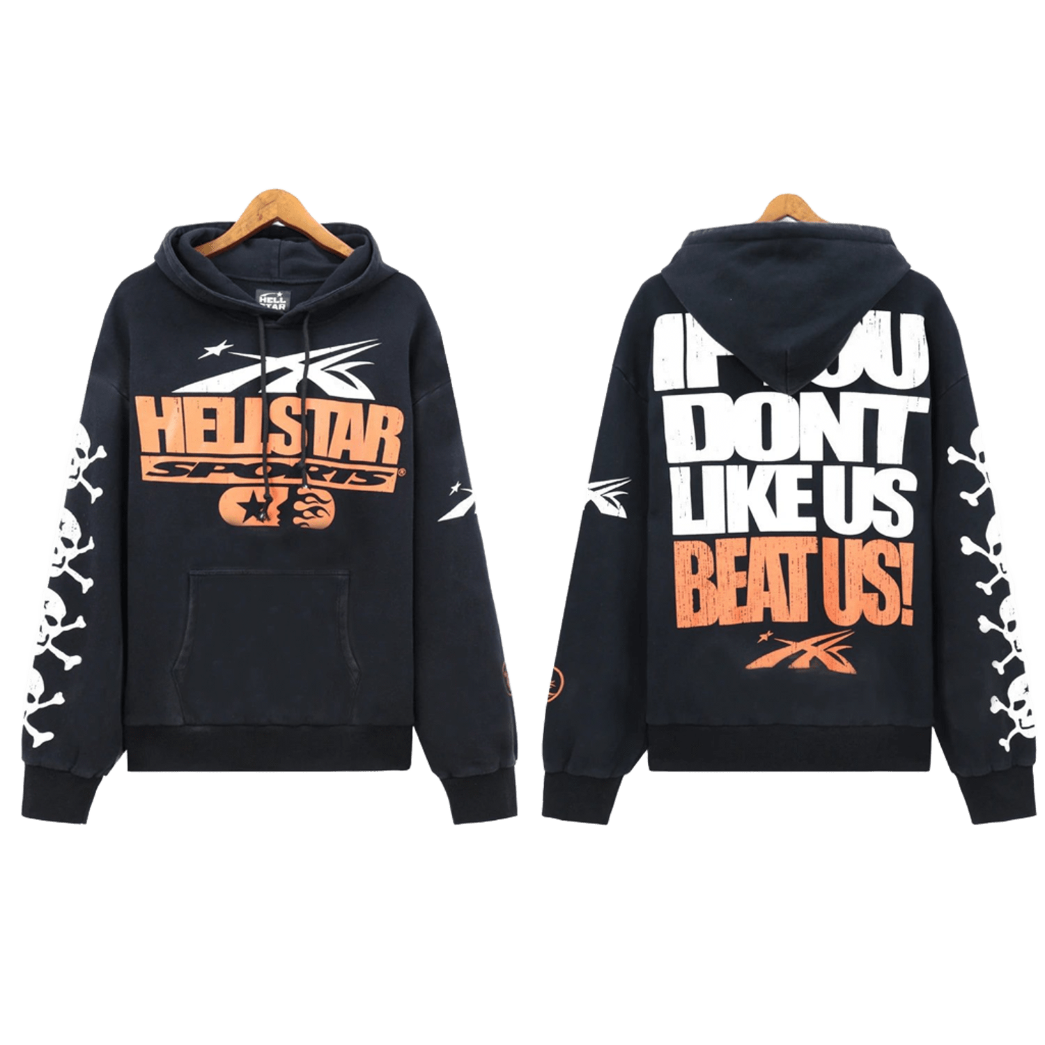 Hellstar Black Hoodie: Unisex Winter Streetwear with Skull Graphic