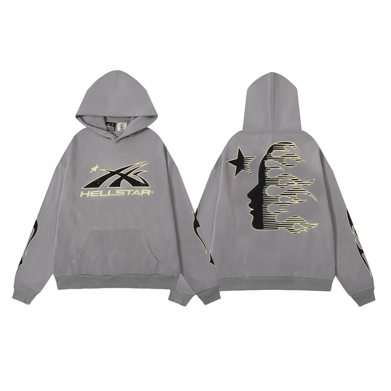 Hellstar Classic Gray Cotton Hoodie: Unisex Winter Streetwear