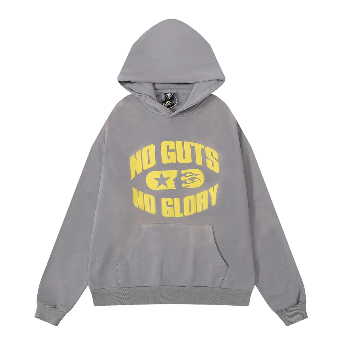 Hellstar Grey Cotton Hoodie: No Guts No Glory Print