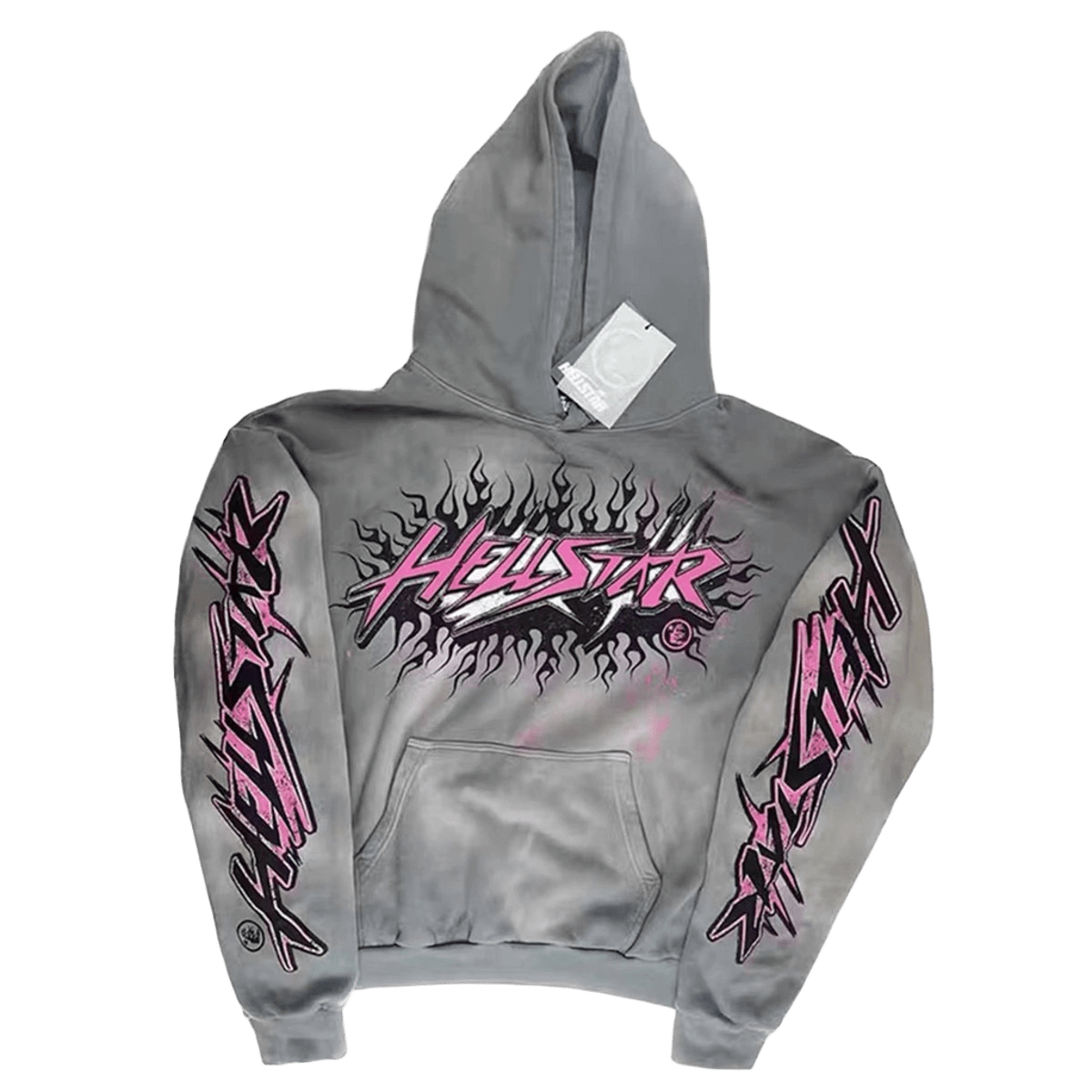 Hellstar Grey Flame Hoodie | Punk Streetwear Unisex Winter