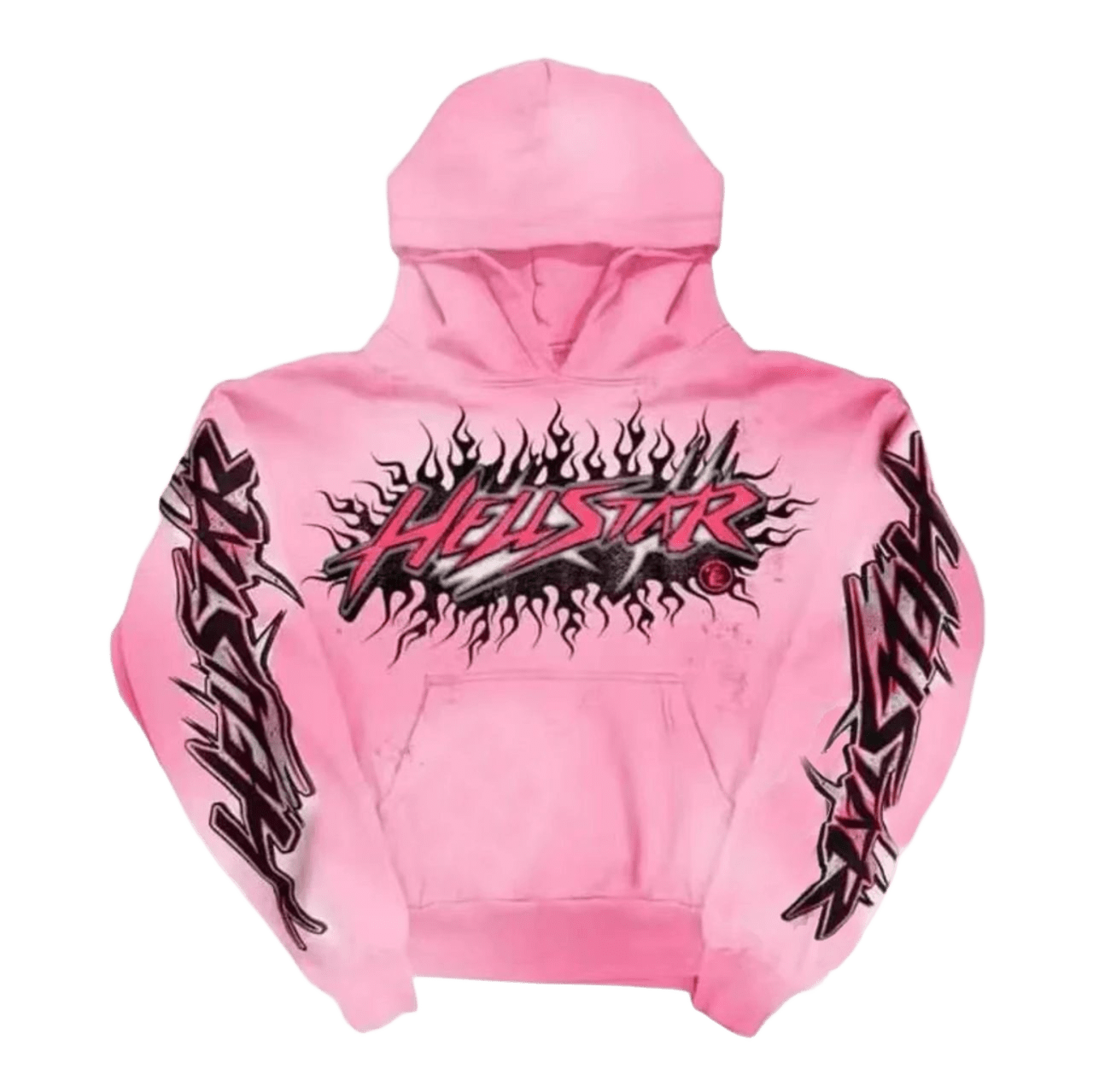 Hellstar Pink Hoodie: Unisex Cotton Streetwear w/ Flame Graphic