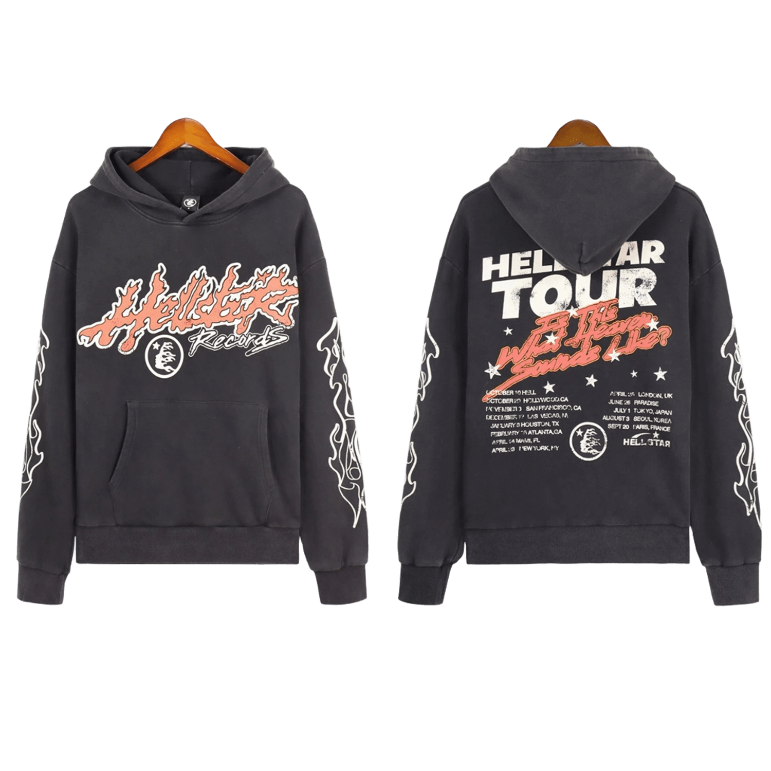 Hellstar Tour Hoodie Black - Unisex Streetwear Cozy Fit