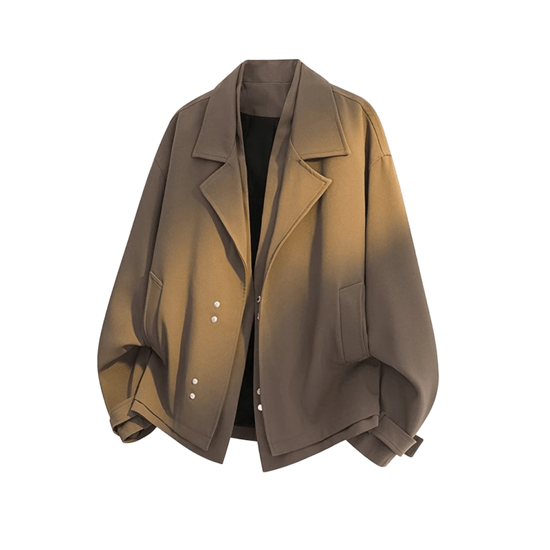 Khaki Jacket, Classic Notched Lapel Coat for Streetwear
