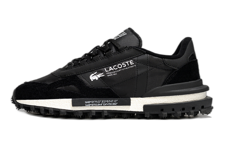 LACOSTE Black Leather Retro Sneakers: Unisex Since 1933