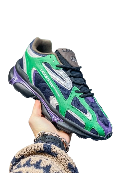 Lacoste Green Purple Blue Mesh Leather Unisex Sneakers