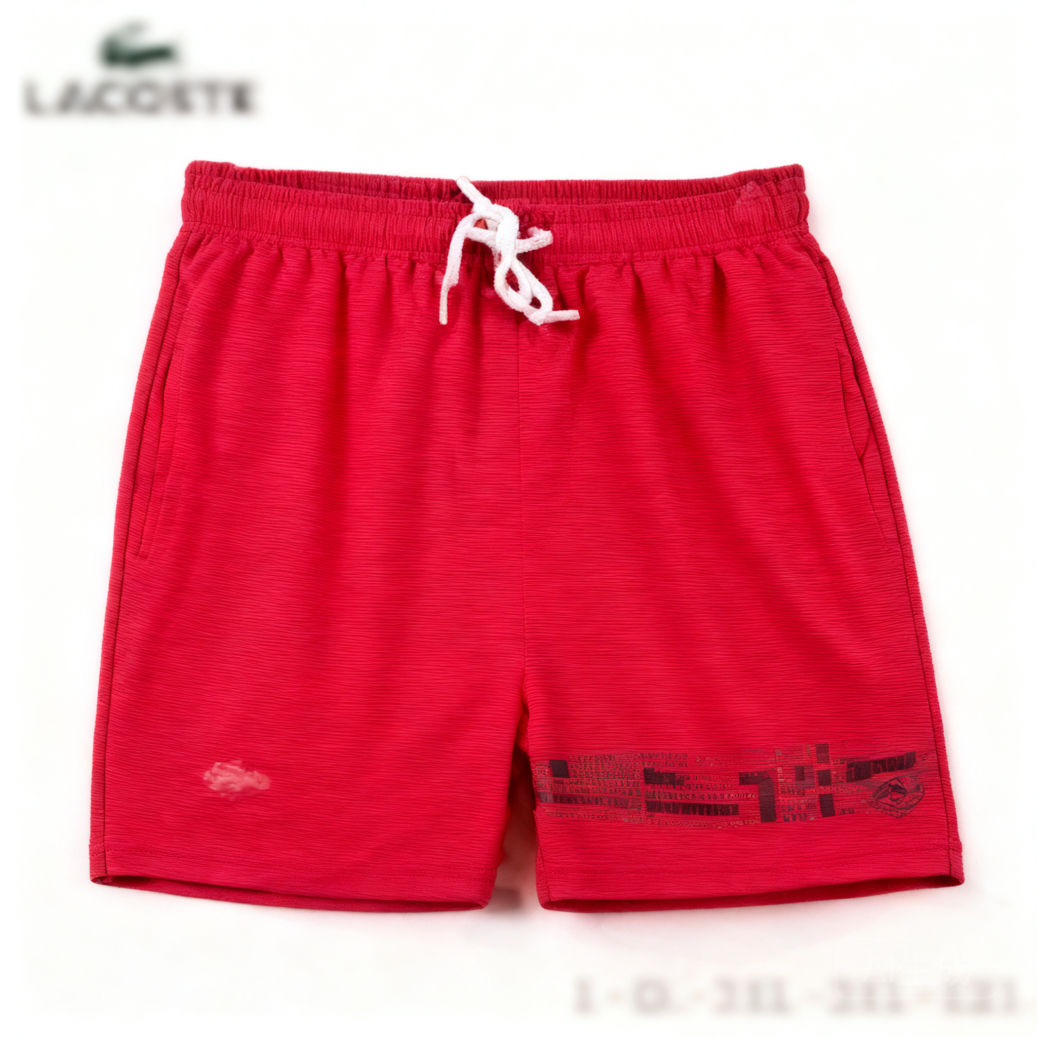 Lacoste Men's Classic Red Cotton Shorts with Crocodile Logo