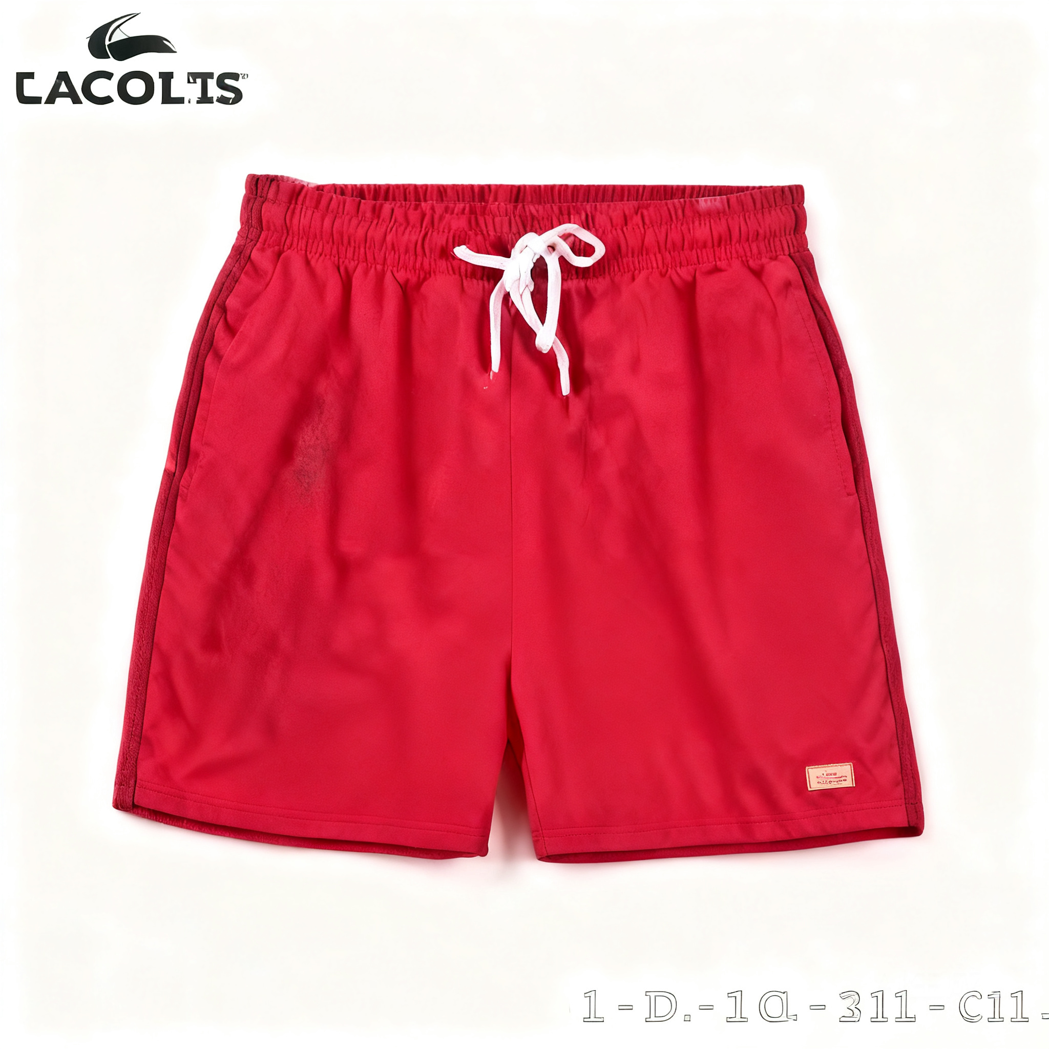 Lacoste Red Cotton Shorts: Unisex, Breathable, Classic Croc Logo