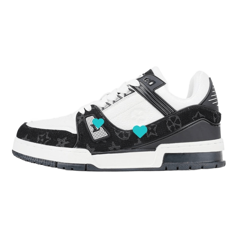 Louis Vuitton Monogram Black White Leather Unisex Sneakers